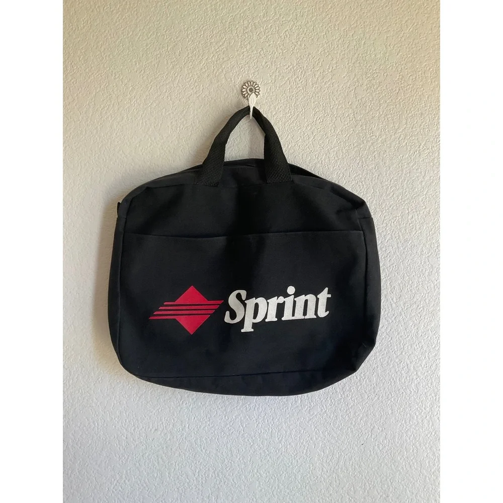 Vintage Sprint Logo Canvas Laptop Bag Briefcase Black Promotional Tech Case